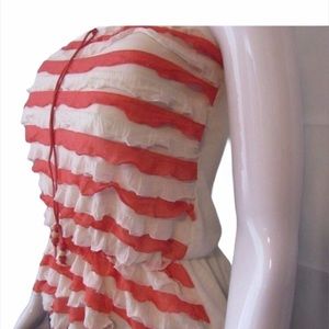 ❤️Strapless Ruffled Layered Top Small Peach Boho, Beach